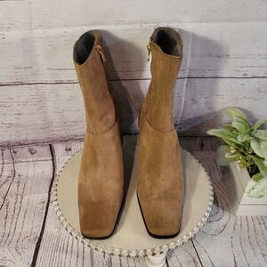 Etienne Aigner Tan Suede Leather Ankle Boots Size 7M